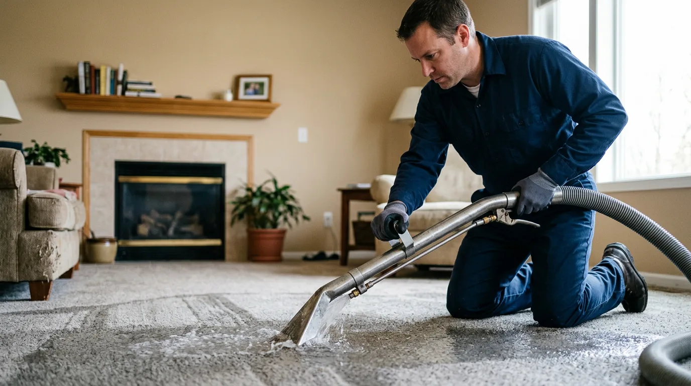Water damage restoration technician working near Huntley, IL